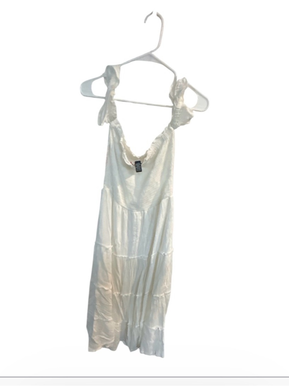 Women's white  Tiered Sundress with Ruffled off shoulder Straps